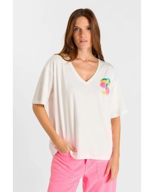 Le Temps Des Cerises T-shirt T-shirt raya - Blanc