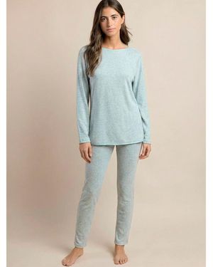 Admas Ensembles De Pyjama Pyjama Legging Top Manches Longues Col Rond Elegant - Bleu