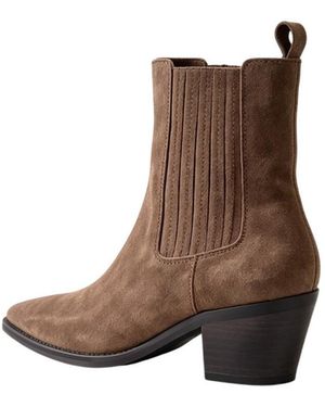 Vera Collection Bottines Bottines Santiags Cuir Nubuck - Marron