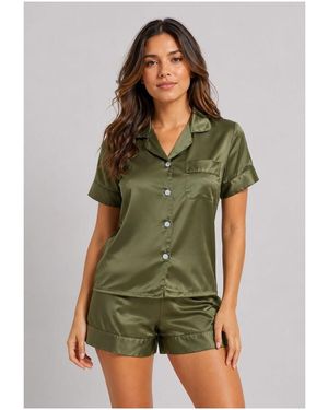 Kebello Ensembles de pyjama Pyjashort fluide en satin F, Vert