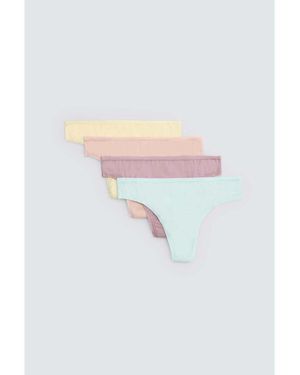 Ysabel Mora Strings Lot de 4 strings de couleurs basiques - Blanc