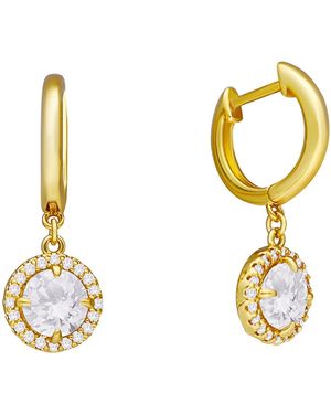Orusbijoux Boucles oreilles Boucles D'oreilles Dorées Serties Zirconium Blanc - Métallisé