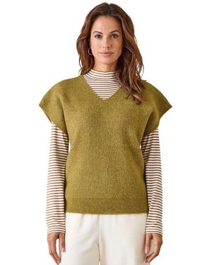 Daxon Sweat-Shirt Pull Manches T Côtes Anglaises - Vert