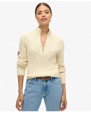 Superdry Pull Knit Rugby Henley - Blanc