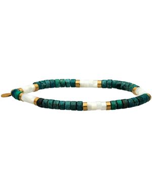 Sixtystones Bracelets Bracelet Perles Heishi 4mm Quartz Blanc -Medium-18cm - Vert