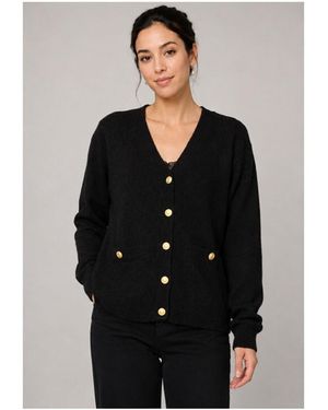 Kebello Pull Pull Cardigan Col V F - Noir