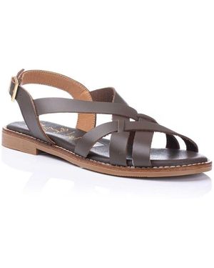 Oh My Sandals Sandales plates Sandales à lanières « Enya » – Cuir - Marron