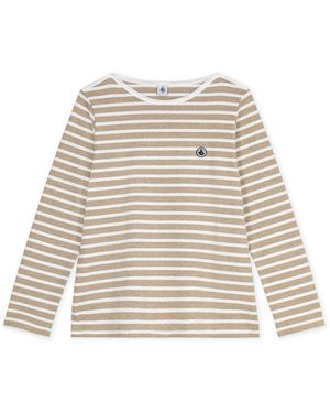 Petit Bateau T-Shirt Lange Mouw Mariniere - Naturel