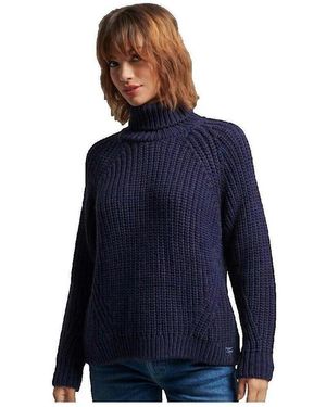 Superdry Pull Pull Slouchy Stitch col roulé bleu