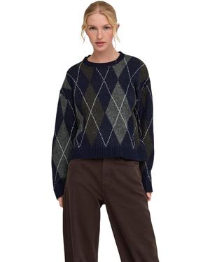 ONLY Pull Onlrhombus Argyle Pullover Knt Noos 15383804 - Bleu