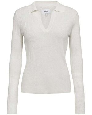 Numph Polo Numph Nusebila Polo Blouse Cloud Dancer - Gris