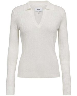 Numph Polo Numph Nusebila Polo Blouse Cloud Dancer - Gris