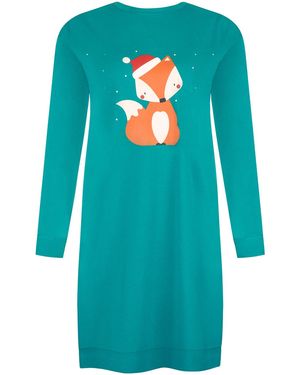 Lisca Robe courte Chemise de nuit M.longues FOXY Cheek - Bleu
