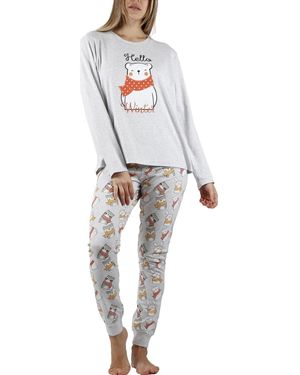 Admas Pyjama's / Nachthemden Pyjama Broek En Top Hello Winter - Grijs