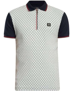 Trojan Polo Polo à panneau en jacquard ottoman - Gris