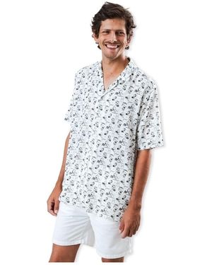 Brava Fabrics Chemise Peanuts Racquet Club Tennis Shirt - White - Bleu