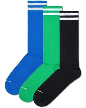Happy Socks Collants & Bas Chaussettes Solid Crew Socks 3-Pack Set - Vert