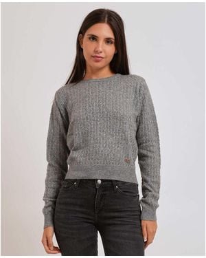 Yes-Zee Pull Pull Col Rond Femme En Mélange De Laine - Gris