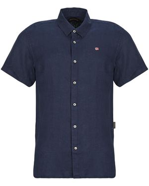 Napapijri Camicia A Maniche Corte G-Linen - Blu