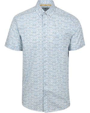 State Of Art Overhemd Lange Mouw Short Sleeve Overhemd Print Lichtblauw