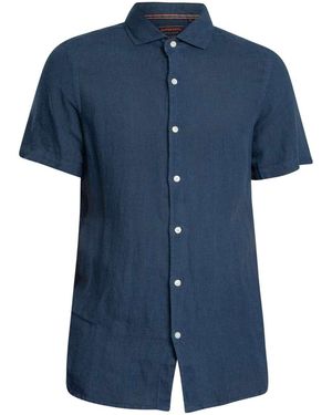 Superdry Overhemd Korte Mouw Vakantie Linnen Overhemd Met Korte Mouwen - Blauw
