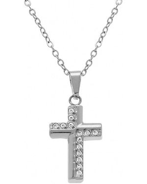 Brillaxis Collier Collier Acier Croix Empierrée - Métallisé
