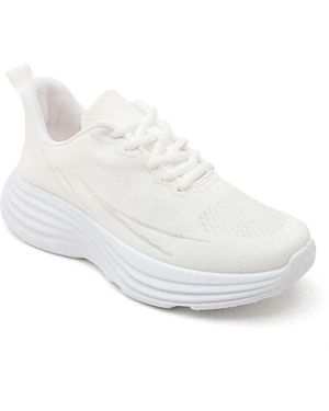 Vera Collection Baskets Basses Baskets Plateforme À Lacets En Tissus, Blanche