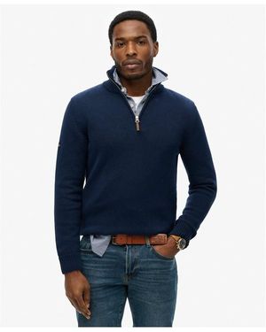 Superdry Pull Pull en maille à demi-zip Cotton Classics - Bleu