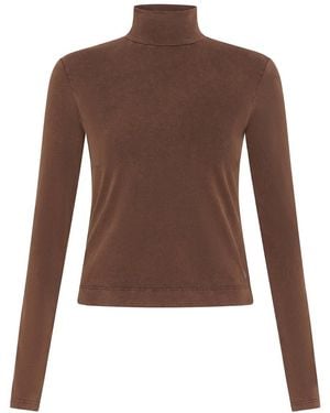 Deha T-shirt Marbled High Neck T-Shirt - Marron