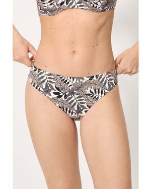 Ysabel Mora Maillots de bain Culotte de bikini noire en micropiqué à motif de feuilles