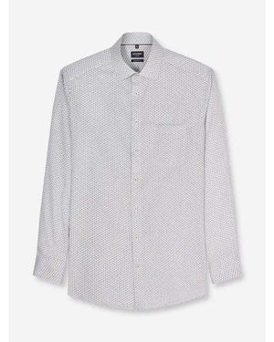 Olymp Chemise Chemise à motifs droite beige - Blanc