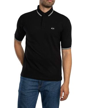 EAX Polo Polo à logo double bordure - Noir