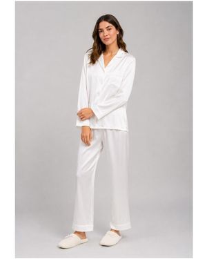 Kebello Ensembles de pyjama Pyjama fluide en satin F, Blanc - Gris