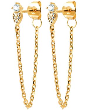 Brillaxis Boucles oreilles Boucles d'oreilles chainette plaqué or oxydes - Métallisé