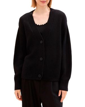 Tom Tailor Pull Gilet Maille Deep - Noir