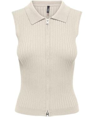ONLY Gilet Onlmeddi Life Sl Zip Cardigan Knt 15364749 - Neutre