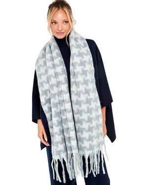 Selmark Cravates Et Accessoires Écharpe Houndstooth Pc2 - Bleu