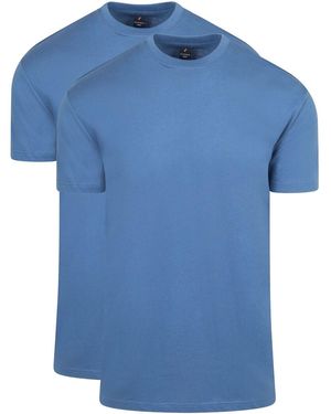 Suitable T-shirt Obra T-Shirt à Col Rond Haut Bleu Mid 2-Pack