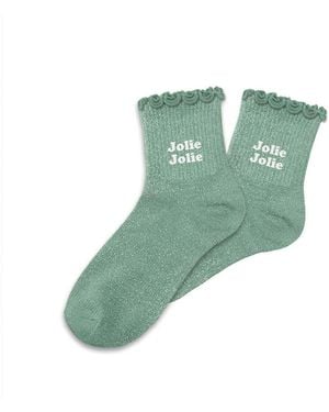 Sud Trading Chaussettes Chaussettes Jolie jolie pour fillette paillettes à feston vert