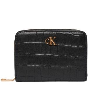 Calvin Klein Portefeuille Ck Croc Medium Flap Zip Around Lv04F1095G - Noir