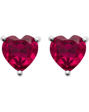 Brillaxis Boucles oreilles Boucles d'oreilles puces coeur argent - Rose