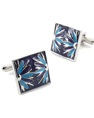 Simon Carter Boutons de manchettes Boutons de manchette Fleurs Bleu