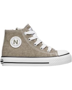 Naturino Derbies Baskets À La Cheville En Cuir Et Tissu Ylfas - Gris