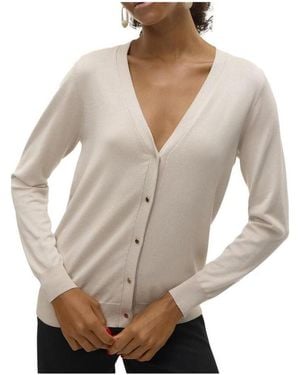 Vero Moda Gilet Silje V-neck Cardigan Moonbeam - Neutre