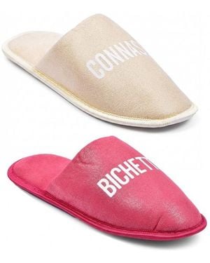 Ozabi Chaussons Pantoufles Femme Lurex Glitter Pack De 2 Paires Rose