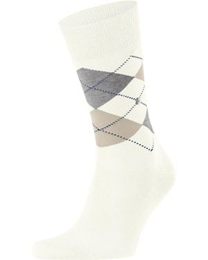 Burlington Socquettes Chaussettes Manchester Carreaux Blanc Cassé