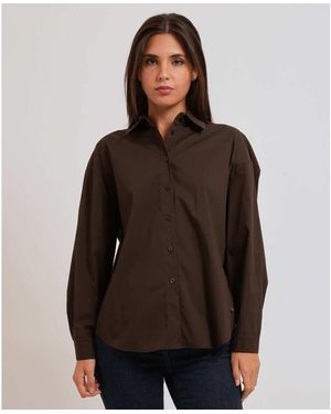 Yes-Zee Chemise Chemise Femme En Coton - Marron