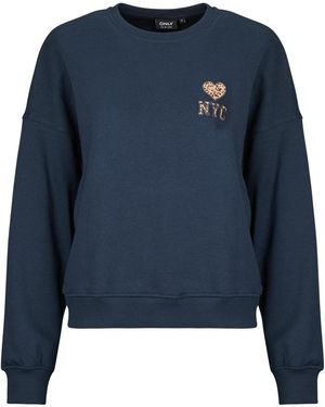 ONLY Kapuzensweaters Onllise L/S O-Neck Print - Blau