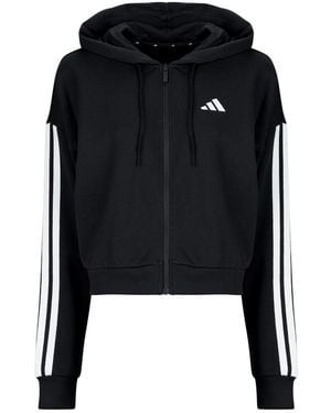 adidas Trainingsjack Essentials 3-Stripes French Terry Full-Zip Hoodie - Zwart