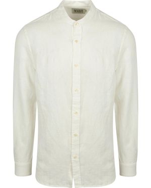 Scotch & Soda Overhemd Lange Mouw Linnen Mao Overhemd - Wit